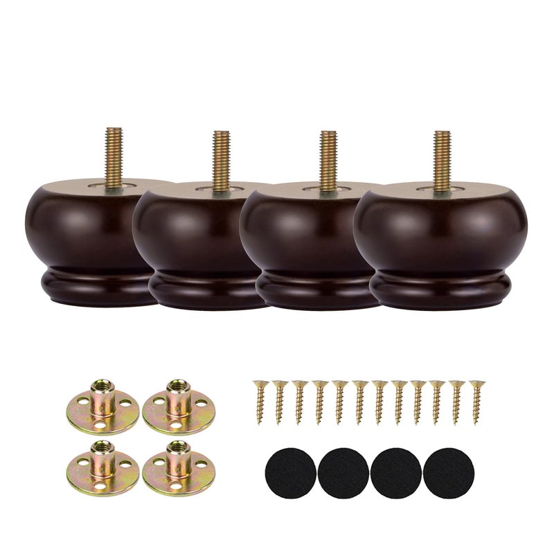 Maricome 2 Inch Wood Furniture Feet Set of 4 Replacement Bun Feet Small Round Furniture Legs for Sofa Couch Ottoman Screw in - Image 4